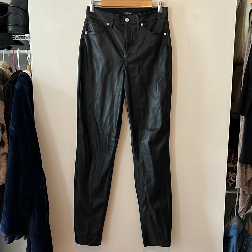 Express leather pants modern straight super high rise 8